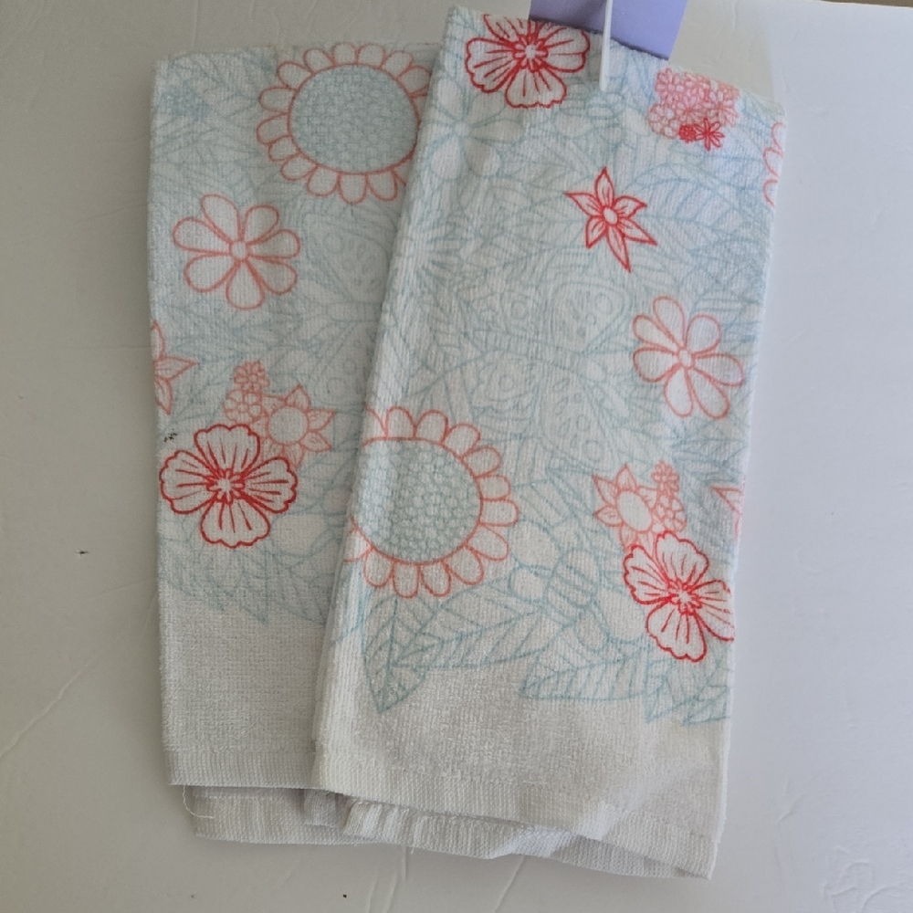 Floral And Butterflys Patterned Hand Towels